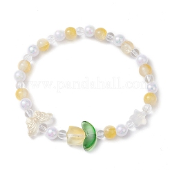 Pulseras elásticas con cuentas de jade de imitación de vidrio de dos tonos&nbsp;BJEW-JB10686