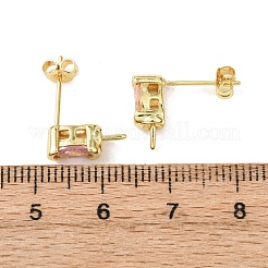 Messing Mikro pflastern kubischen Zirkonoxid Ohrring Zubehör&nbsp;KK-D226-10G-04