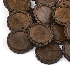 Hölzerne Anhänger Cabochon Fassungen&nbsp;WOOD-S044-13C