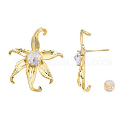 Boucles d'oreilles clous fleur zircone cubique&nbsp;EJEW-N011-63