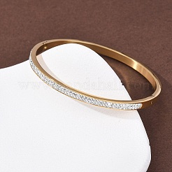 304 Edelstahl Micro Pave Zirkonia Scharnier Armreifen für Damen&nbsp;BJEW-B161-06G