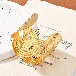 Ionenplattierung (IP) 304 Edelstahl Criss Cross Manschette Armreifen für Frauen&nbsp;BJEW-A026-04G