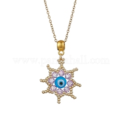 Perline di vetro e collane con ciondolo a forma di stella con malocchio lavorato a lume fatte a mano&nbsp;NJEW-MZ00098-02