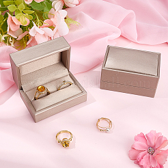 Cajas de embalaje para anillos de pareja de joyería de cuero PU&nbsp;CON-CL0001-27A
