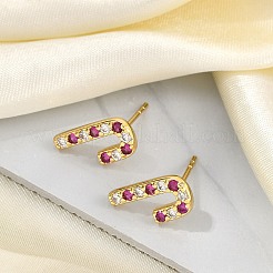 Boucles d'oreilles à tige en laiton plaqué oxyde de zirconium pour rack de Noël&nbsp;EJEW-K245-55C-G