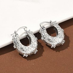 Pendientes de aro de latón con micro circonitas y cubic zirconia transparente&nbsp;EJEW-C181-07P