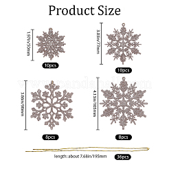 36 Stück glitzernde Weihnachtsschneeflocken-Ornamente aus Kunststoff zum Aufhängen.&nbsp;HJEW-GF0001-64B