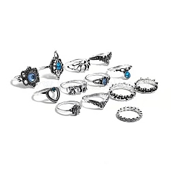 13 stücke 13 stil strass fingerringe set&nbsp;AJEW-PW0005-03AS