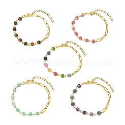 Braccialetti a maglie con perline cubiche in pietre preziose naturali&nbsp;BJEW-JB13903