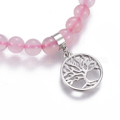 Natural rosa de pulseras de cuarzo&nbsp;BJEW-I275-B01