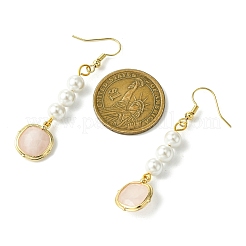 Orecchini pendenti con perle di conchiglia e quarzo rosa naturale&nbsp;EJEW-JE05995