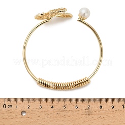 Bracelets manchettes papillon en laiton micro pavé de zircones cubiques transparentes pour femmes&nbsp;BJEW-B145-06G