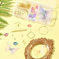 DIY-Set zur Herstellung baumelnder Ohrringe aus Polyester mit Schmetterlingen und Edelstahl&nbsp;DIY-FS0006-32