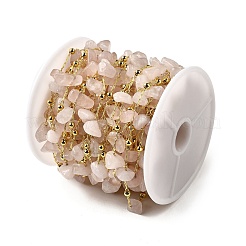 Chaînes de perles de quartz rose naturel faites à la main&nbsp;CHC-F020-09G-17