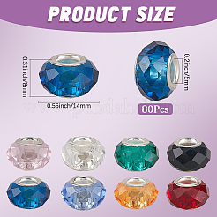 80 pz 8 perle europee di vetro fatte a mano in {2} colori&nbsp;GLAA-PA0001-03