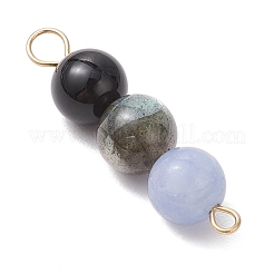 Breloques connecteurs en perles rondes en jade malaisien naturel teinté et onyx noir (teint et chauffé) et améthyste et labradorite et quartz rose&nbsp;PALLOY-JF04052-02