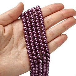 Brins de perles rondes en verre teinté écologique&nbsp;HY-A002-6mm-RB029