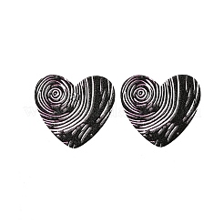 Orecchini a bottone stampati in acrilico a forma di cuore per donna&nbsp;EJEW-G418-01D