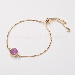 Galvanisierte natürliche & gefärbte Druzy Achat Slider Armbänder&nbsp;BJEW-JB02764