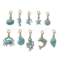 10 pz decorazioni pendenti in lega serie oceano&nbsp;HJEW-JM03362