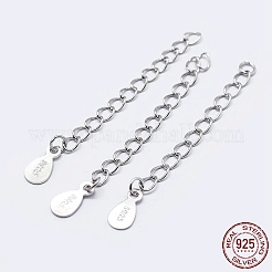 925 Sterlingsilberende mit Verlängerungsketten und Tropfenanhängern&nbsp;STER-F036-26S-48mm