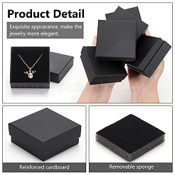 Boîtes cadeaux de rangement de boucles d'oreilles et colliers en papier kraft carré&nbsp;CON-WH0095-88A