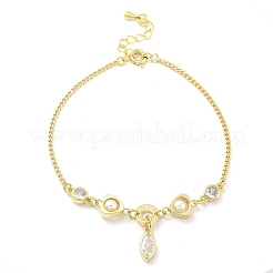 Charm-Armbänder aus Messing mit Mikropflaster und klarem Zirkonia für Damen&nbsp;BJEW-C083-01A-G