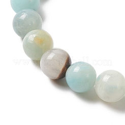 Natürliches Amazonit-Blumenperlen-Stretcharmband mit runden Perlen&nbsp;BJEW-JB03683-03