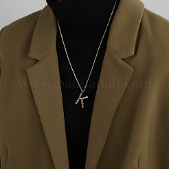 Colliers en laiton avec pendentif avec zircone cubique de micro pave&nbsp;NJEW-BB67040-K