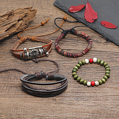 Ensembles de bracelets réglables en cuir de vache de style punk&nbsp;WG74349-01