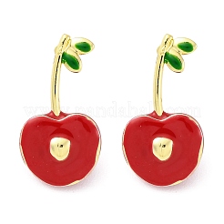 Boucles d'oreilles à tige en laiton émaillé cerise pour femmes&nbsp;EJEW-G425-02G