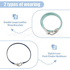4 Stück 4 Farben PU-Leder einfaches schlichtes Doppelschlaufen-Wickelarmband-Set mit Herzverschlüssen aus Legierung für Frauen&nbsp;BJEW-FI0001-73