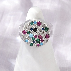 Anelli da dito da donna in ottone con micro pavé di zirconi cubici&nbsp;RJEW-C129-09P