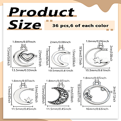 36 pièces 6 styles pendentifs en alliage de style tibétain&nbsp;TIBEP-LP0001-25