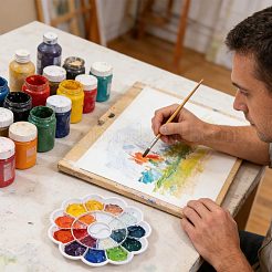 10 paleta de pintura plástica para artistas con flores&nbsp;AJEW-GL0003-39