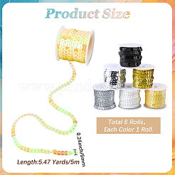 6 rotolo di perline di plastica ecologiche da 6 colori&nbsp;PVC-CY0001-06C