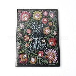 Quaderno rettangolare in similpelle con motivo floreale e parole con motivo a rombi&nbsp;DIY-WH0257-22
