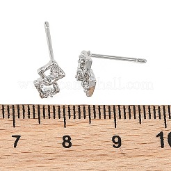 Boucles d'oreilles puces en laiton Shegrace avec micro-pavé de zircon cubique transparent&nbsp;XGRQ4N558-729P