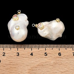 Pendenti in ottone e perle con micro pavé di zirconi cubici&nbsp;KK-H259-13D-G03