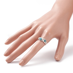 Spiralförmiger Fingerring aus natürlichem Apatit&nbsp;RJEW-TA00049-01
