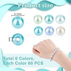 360 pezzo 6 colori pittura a forno perla perlata perline rotonde in vetro&nbsp;HY-PH0001-23