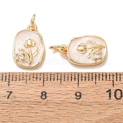 Micro pavé de zircone cubique transparent en laiton avec pendentifs en émail&nbsp;CU-K002-52G-M