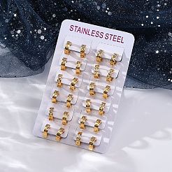 Pendientes de aro de acero inoxidable 304 con efecto pulido de circonitas cúbicas.&nbsp;EJEW-M001-25G