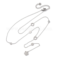 304 Edelstahl Kristall Strass Blume Y Halsketten&nbsp;NJEW-R026-18P
