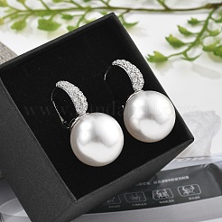 Pendientes de aro de latón con micro circonitas y cubic zirconia transparente&nbsp;EJEW-R016-03P