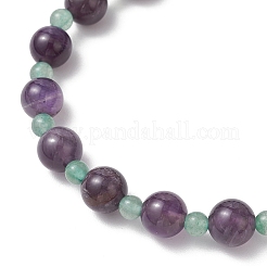 2 bracelet extensible en perles rondes d'aventurine verte naturelle et d'améthyste pour femmes&nbsp;BJEW-JB11928