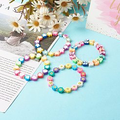 Bracciali elasticizzati fatti a mano con perle di argilla polimerica&nbsp;BJEW-JB06560