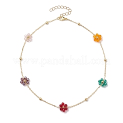 Halskette mit Gänseblümchen-Blumenperlen aus Glas&nbsp;NJEW-JN04741