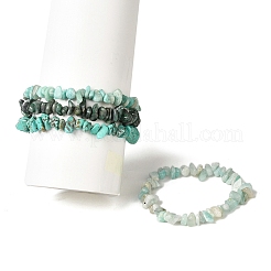 Juego de 4 pulsera elástica con cuentas de piedras preciosas&nbsp;BJEW-JB11178