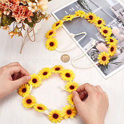 2 Stück kleines Sonnenblumenkranz-Stirnband aus Stoff&nbsp;OHAR-CP0001-20A